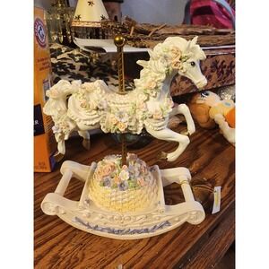 Vintage Carousel Horse Music Box with Rocking Movement,‎ Plays Blue Danube Waltz